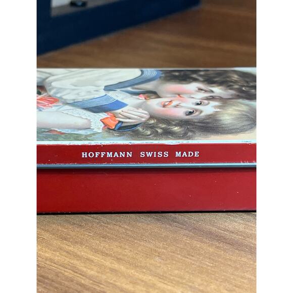Vintage Hoffmann Swiss Made Candy Tin – Children Illustration, Red Metal Box - Picture 6 of 8